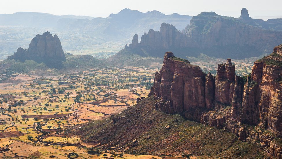 A mountainous landscape in Tigray, Ethiopia